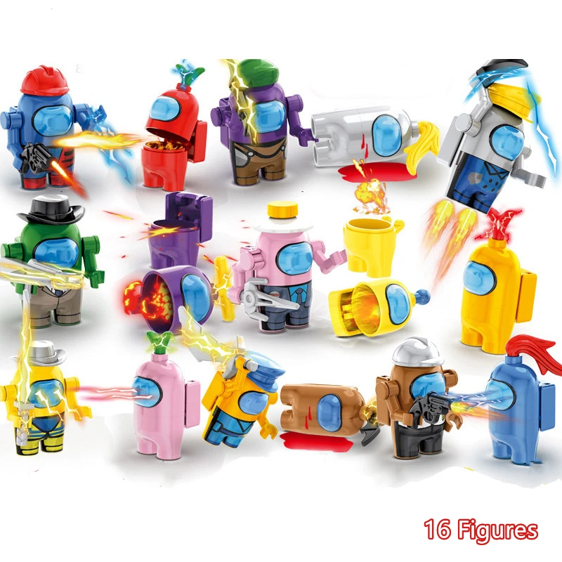 

16PCS/Set Doll Space Combat Base Amongs Game Capsule Alien Building Blocks Model Bricks Kids Kits Gift for Children