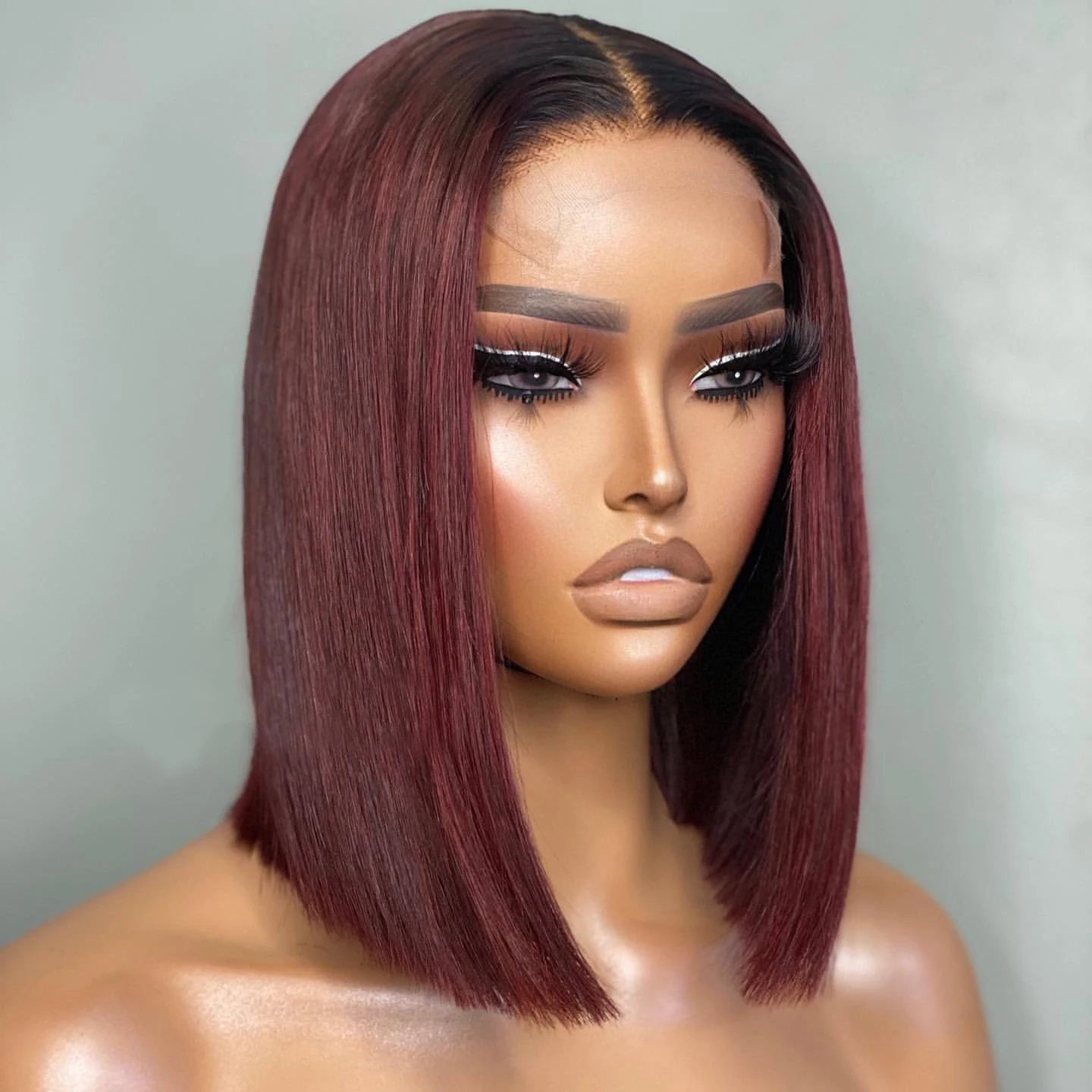 

Short Bob 4x4 13x4 Lace Front Wig 1B 99J Straight Burgundy Human Hair Wig Brazilian Remy Pre Plucked Ombre Wine Red 180 Density