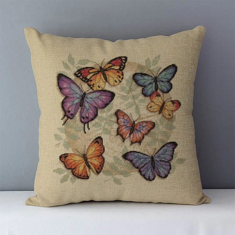 

Уютный чехол для подушки 45x45 см в европейском стиле ретро-чехол для подушки с рисунком бабочки квадратной формы винтажный Чехол для подушки ...