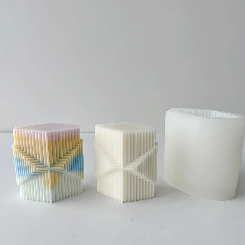

Geometric Striped Column Silicone Candle Mold Handmade Aromatherapy Candle Making Gypsum Soap Mould Craft Gifts Home Decoration