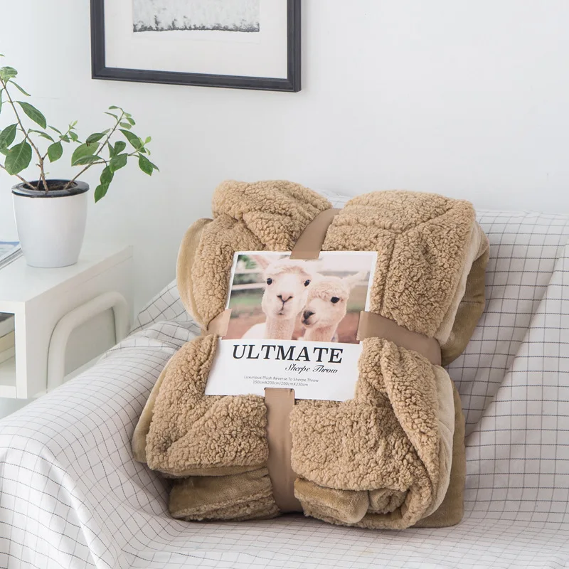 

Thick Winter Double Sided Lamb Cashmere Fleece Blankets Warm Home Throw Sofa Bed Blanket Cover Newborn Wrap Kids Bedspread