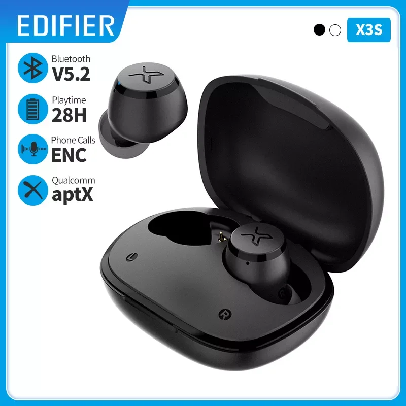 

Беспроводные Bluetooth-наушники EDIFIER X3S TWS, bluetooth 5,2, режим игры Qualcomm aptX, время работы 28 часов, степень защиты IP55, защита от пыли и воды