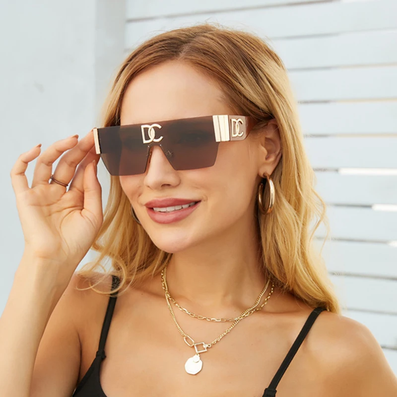 Fashion Vintage Luxury Brand Designer Sunglasses Women Rays UV400 Party Oversized Letter Rimless Outdoor Lady Sun Glasses Shades |