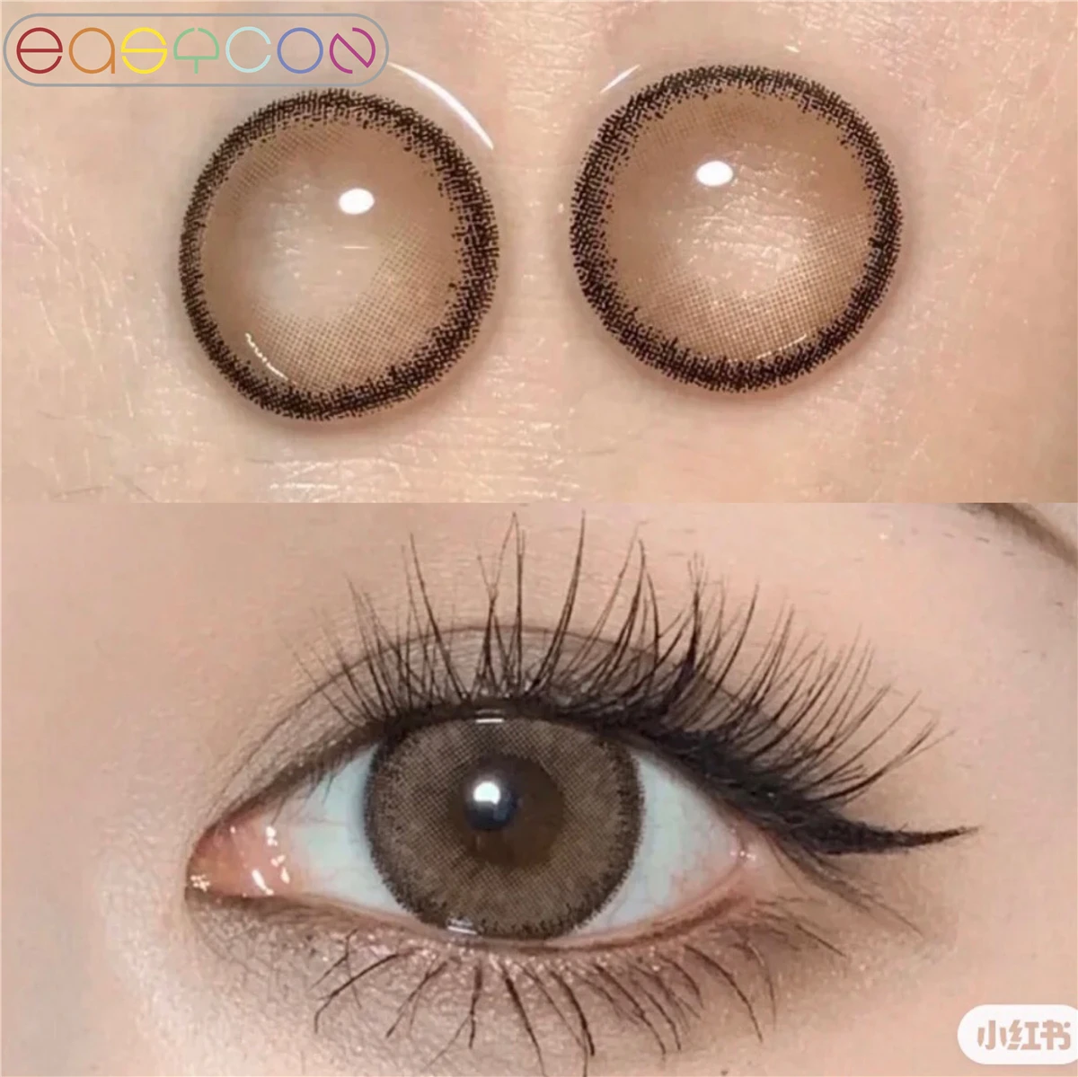 

EASYCON Mochi brown Colored Contact Lenses for eyes soft contact lens Makeup big beauty pupil 2pcs/pair Prescription myopia