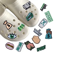 1pcs new desigher pvc croc shoes charms show me your money maker accessories cash wallet clog shoes decoration for girl boy gift