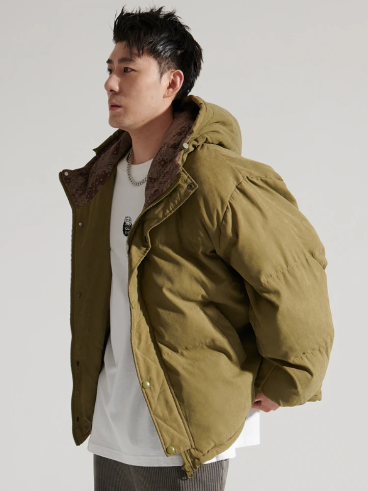 Cotton Clothing Men's Fashion Brand Autumn and Winter Thickening Ins Trendy Hooded Suede Casual Couple Coat