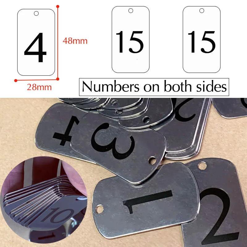 

10PCS Both Sides Number Hangtags Stainless Steel Numbered Tags Metal Number Labels Signs Number Marker For Hotel Room Key Tags