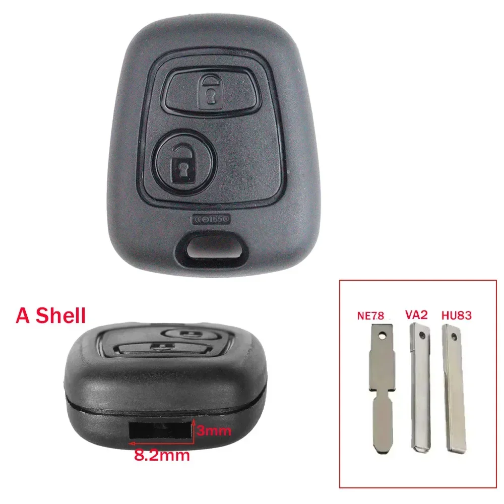 2-кнопочный корпус автомобильного ключа для Citroen C1 C2 C3 C4 Xsara Picasso Saxo для Peugeot 206 207 306 307 408 607 107