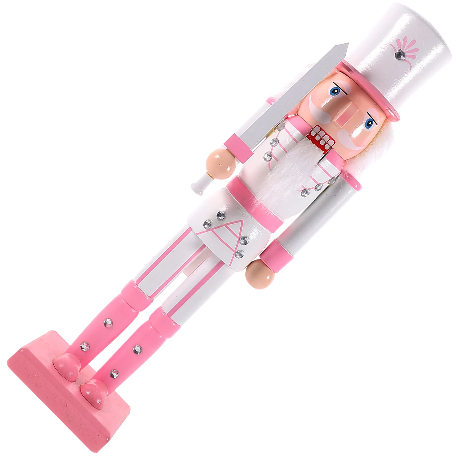 

Nutcracker Soldier Christmas Nutcracker Figure Wooden Puppet for Tabletop Pink decoration