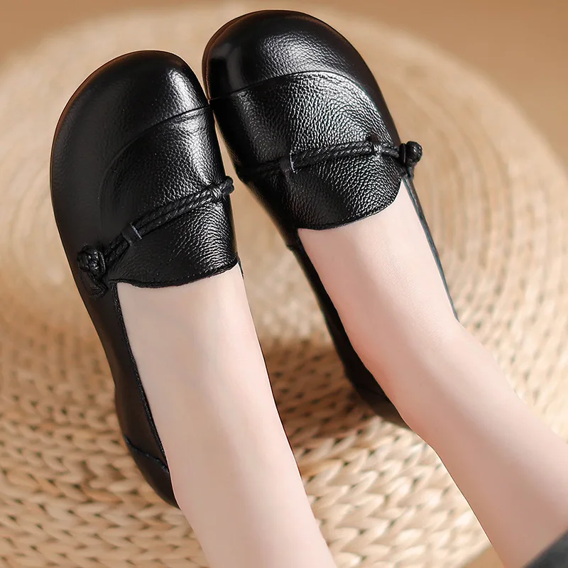 high quality flat shoes women's leather moccasins woman hollow out flats summer ballet flats mom breathable shoe ladies flats