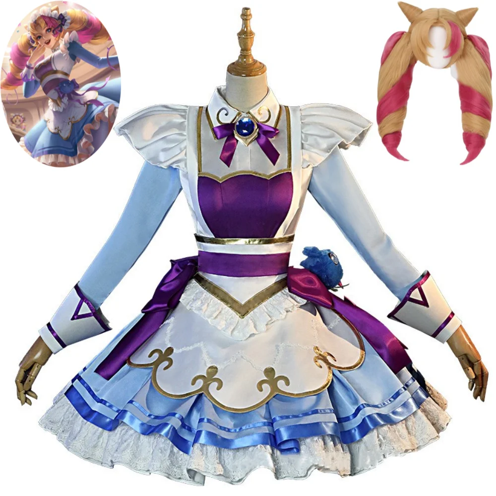 

Game LoL Gwen Cosplay Costume Wig Ears Anime The Hallowed Seamstress Cafe Cutie Battle Lolita Dress Halloween Daily Uniform Suit