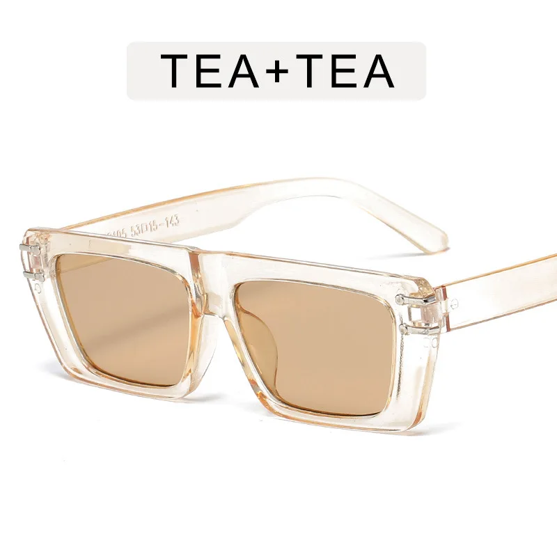 Retro Cat eyt Frame Sunglasses Women 2021 Luxury V Sun Glasses Men Fashion Rectangle Jelly Sunglasses with Metal Hinges UV400 images - 6