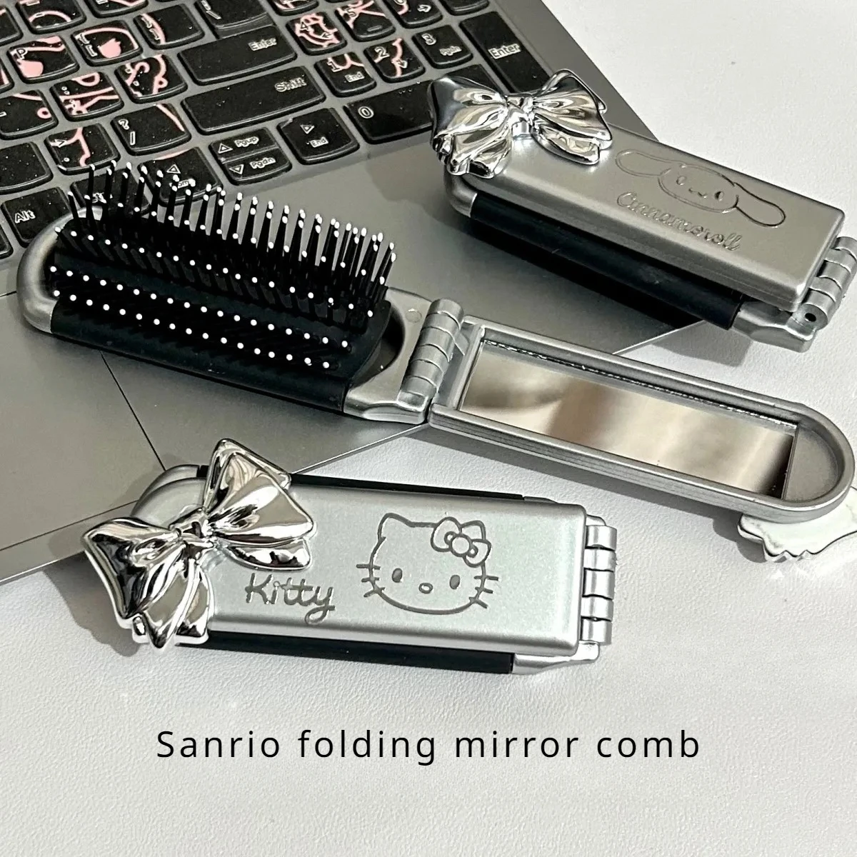 Зеркало для макияжа Sanrio Hello Kitty Comb фигурки героев аниме Портативная Складная