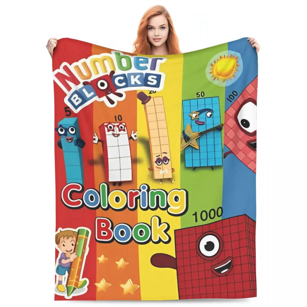 Одеяло с героями мультфильмов N-Numberblocks мягкое теплое эстетическое плюшевое