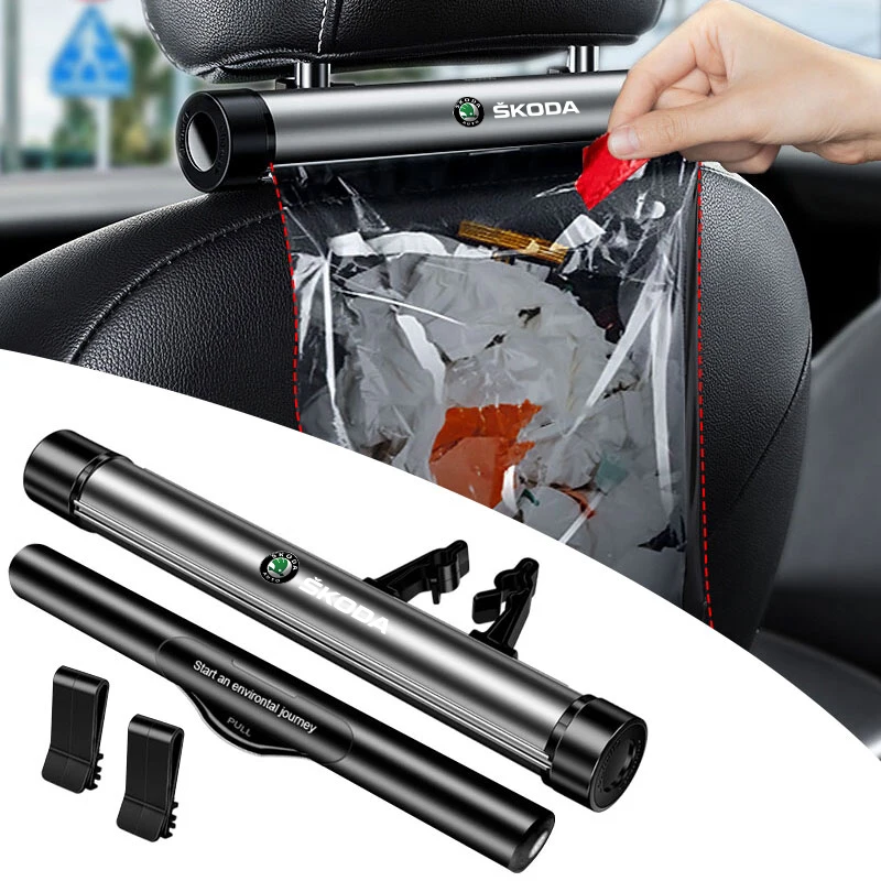 

New Portable Car Roller Type Seat Back Garbage Bag Car Trash Can For Skoda Octavia Fabia Kamiq Kapoq Kodiaq Rapid SCALA Superb