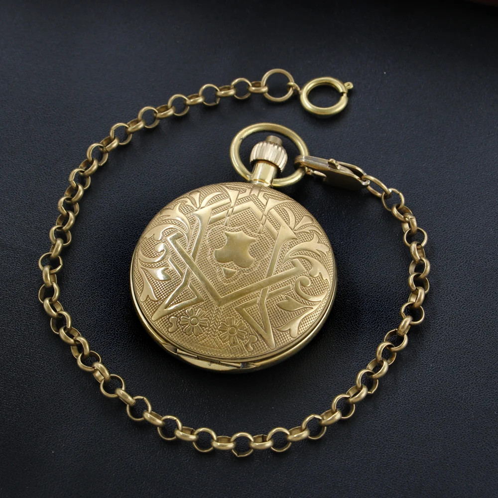 High Quality Luxury Noble Badge Carving Mechanical Pocket Watch Retro Men's Necklace Pendant Clock Women's Jewelry Gift