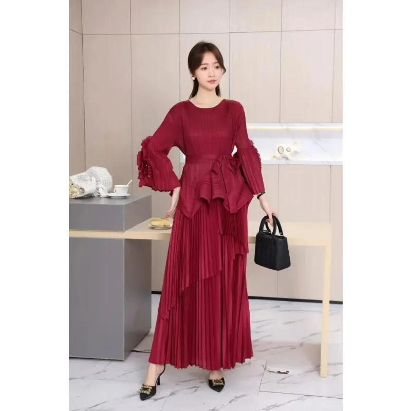 Miyake Folds модный вечерний плиссированный комплект из 2 предметов женские