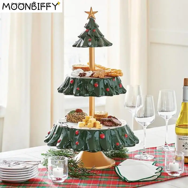 

Christmas Snack Stand 2 Tier Resin Food Serving Tray Cupcake Holder Bowl Xmas Table Decor Ornaments Snack Rack New Year 2022