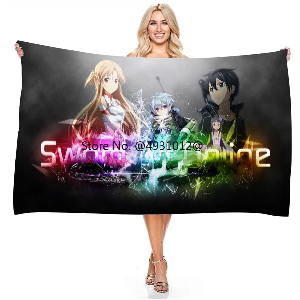 

2023 Anime Sword Art Online Quick Dry Beach Towel Microfiber Face Washcloth Swim Surfing Bath Towels Kids Bathroom Decor