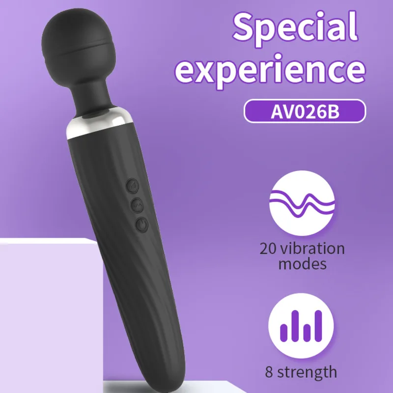 

20 Modes Magic Wand Massager Clit Vibrator Lesbian Vagina Vibrator Body Massager USB Masturbator Sex Toy For Women Waterproof