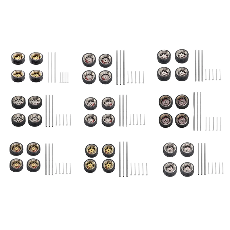 4 шт. 1/64 модифицированные колеса резиновые шины с тормозными дисками оси и