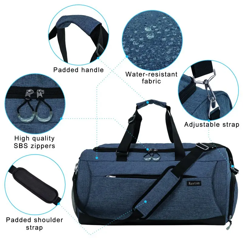 Sports Gym Bag with Shoes Compartment for Men and Women