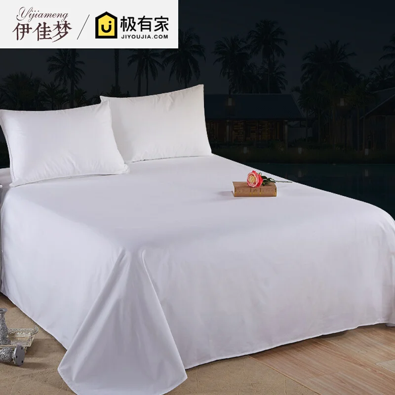 Hotel Bed Sheet White Bedding Article Cotton Encryption Thickened Fitted Bedspread Single Piece Pure A...