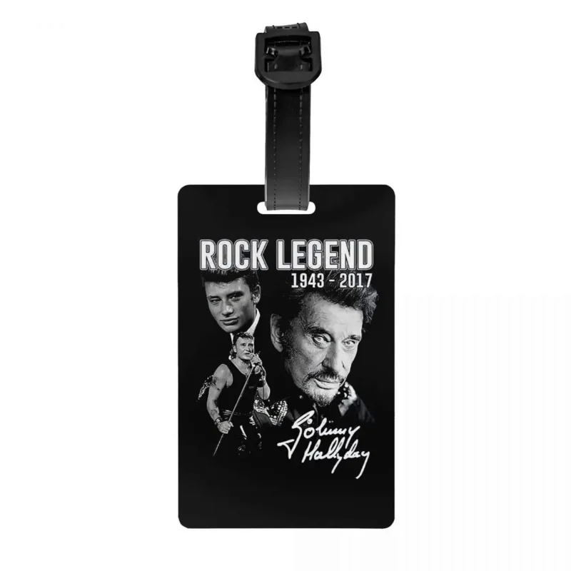 

Custom Johnny Hallyday Luggage Tag With Name Card France Rock Singer Privacy Cover ID Label for Travel Bag Suitcase
