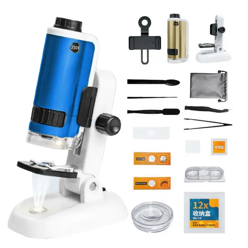 

Детский Портативный микроскоп HD 100X-250X, портативный микроскоп, биология, Обучающие игрушки, научный эксперимент, раньше для детей