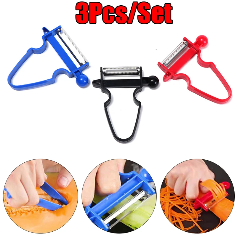 

3Pcs/Set Fruit Peeling Knife Stainless Steel Peeler Peeling Apples Kitchen Vegetable Fruit Sharp Peeler Multi-function Peeler