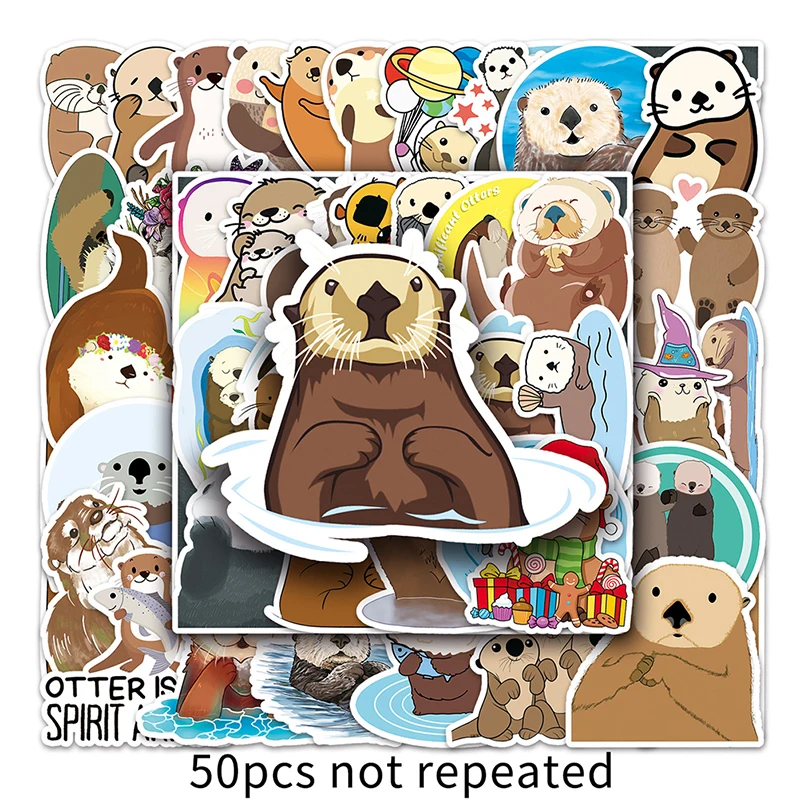 

50Pcs/Set Cute Cartoon Otter Stickers Graffiti Decals DIY Laptop Phone Notebook Fridge Waterproof Animals Sticker for Kids Toy