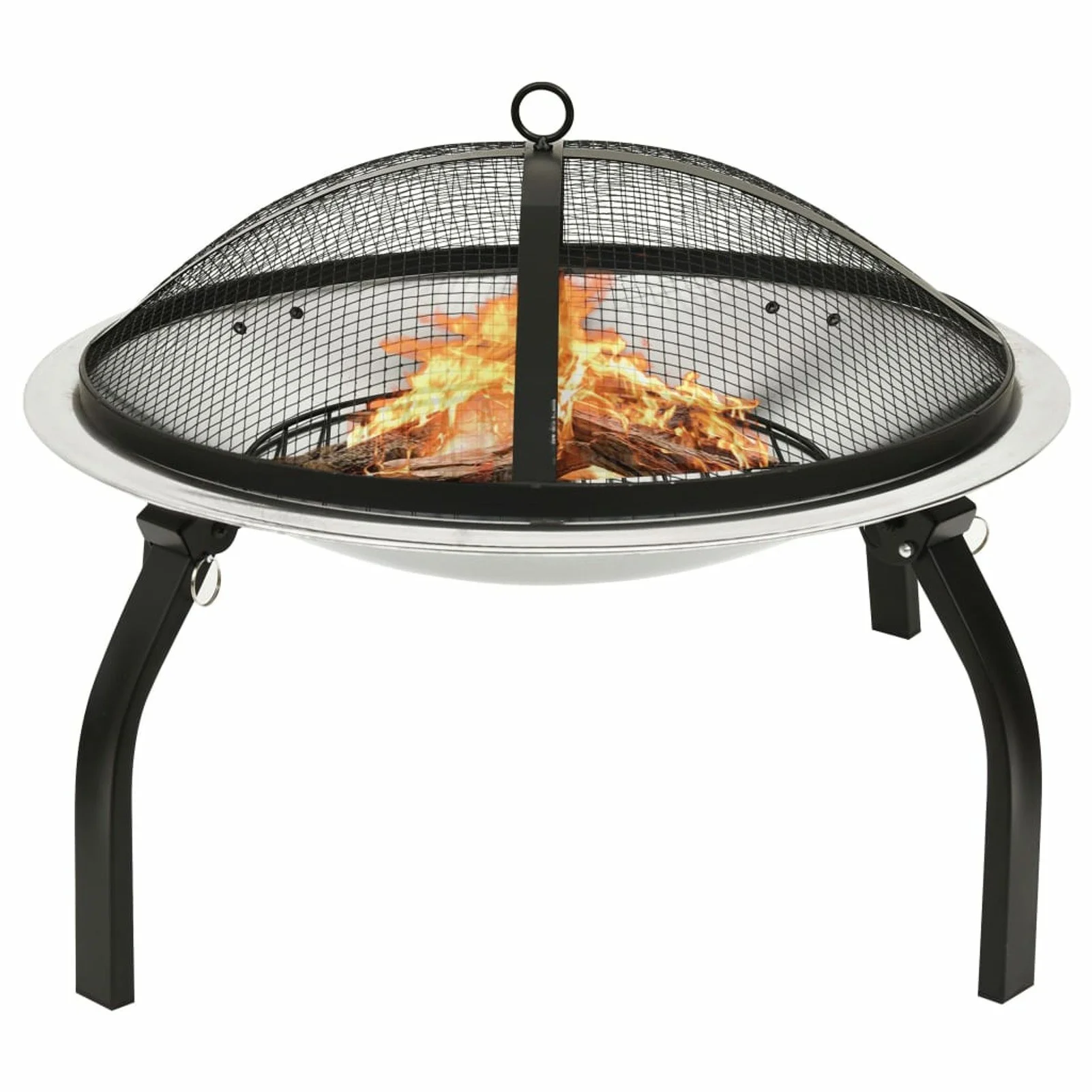 

2-in-1 Fire Pit and BBQ with Poker 22"x22"x19.3" Stainless Steel