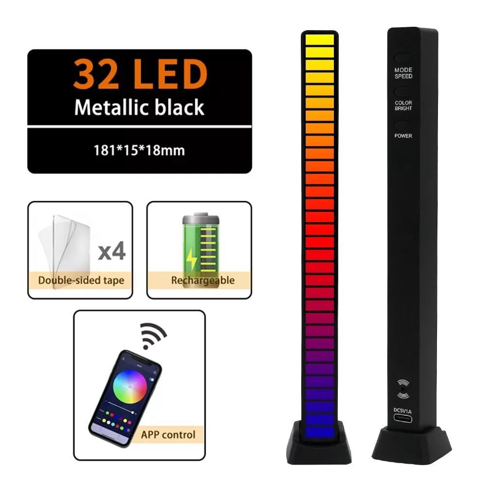 

RGB LED Sound Control Light Music Pickup Rhythm Ambient Atmosphere Lamp Backlight Night Light Lamp For Bar Car Home Decoration