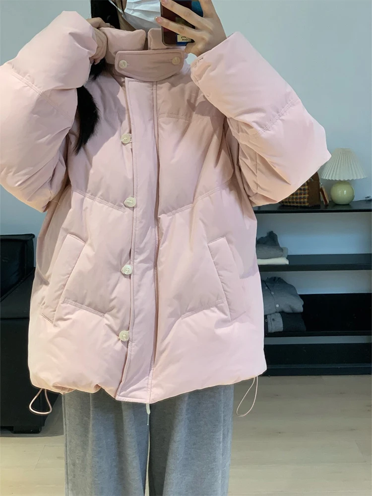 Plus size Stand Collar Windbreak Pink down Jacket Cotton-padded Clothes Women Autumn and Winter New Thickened Warm Coat ...