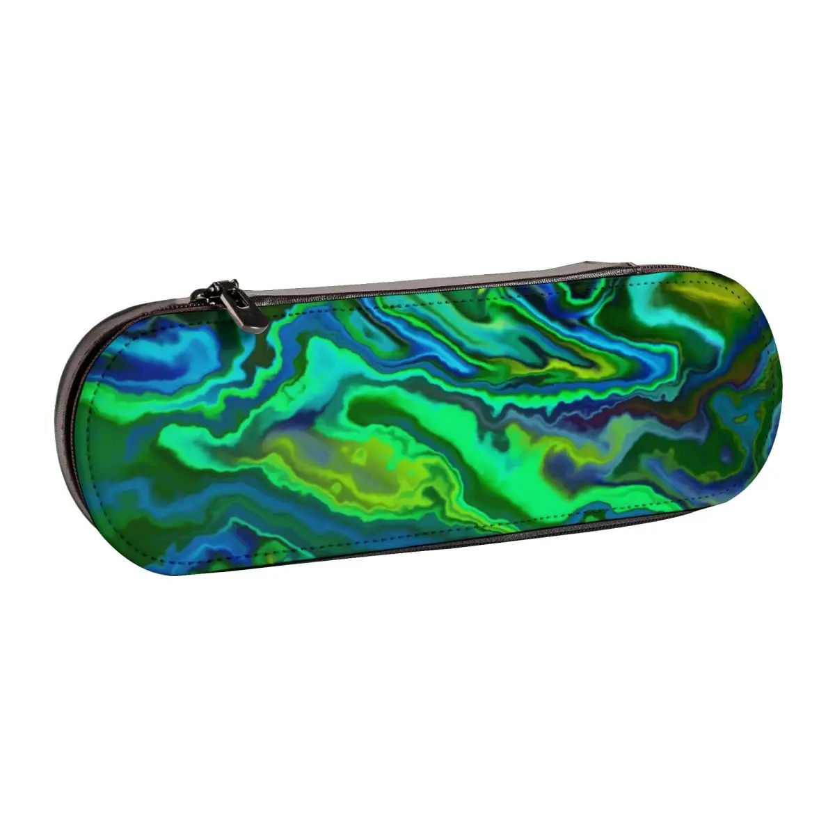 

Зеленый жидкий твердый карандаш с абстрактным принтом, милый кожаный пенал с принтом, сумка для ручек на молнии для подростков в школу