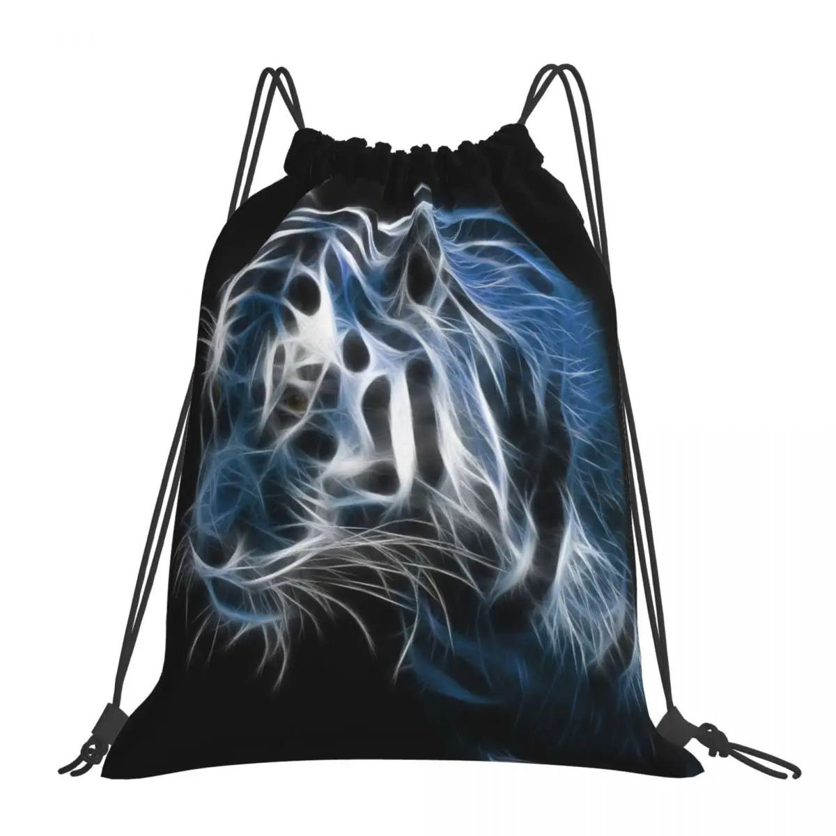 

White Tiger Various Animal Portable Sports Drawstring Bags Riding Gym Clothes Storage Backpacks