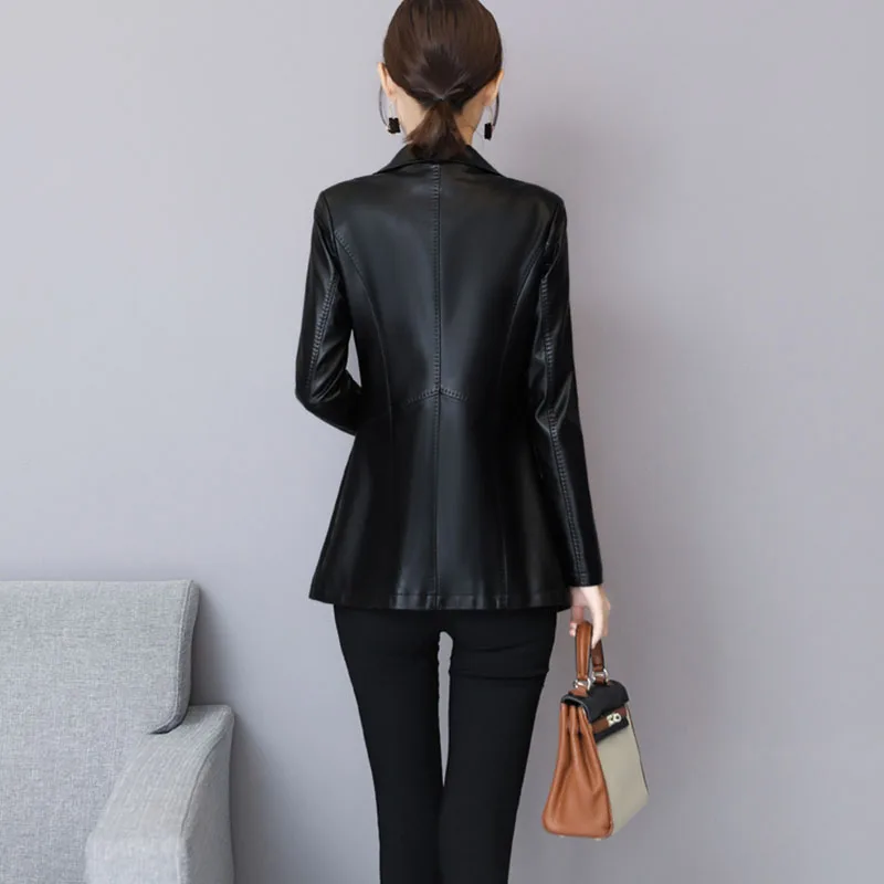 2023 Autumn Winter New Fashion Real Leather Women's Coat High Quality Sheep Skin Temperament Solid Color Women Leather Coat Y95