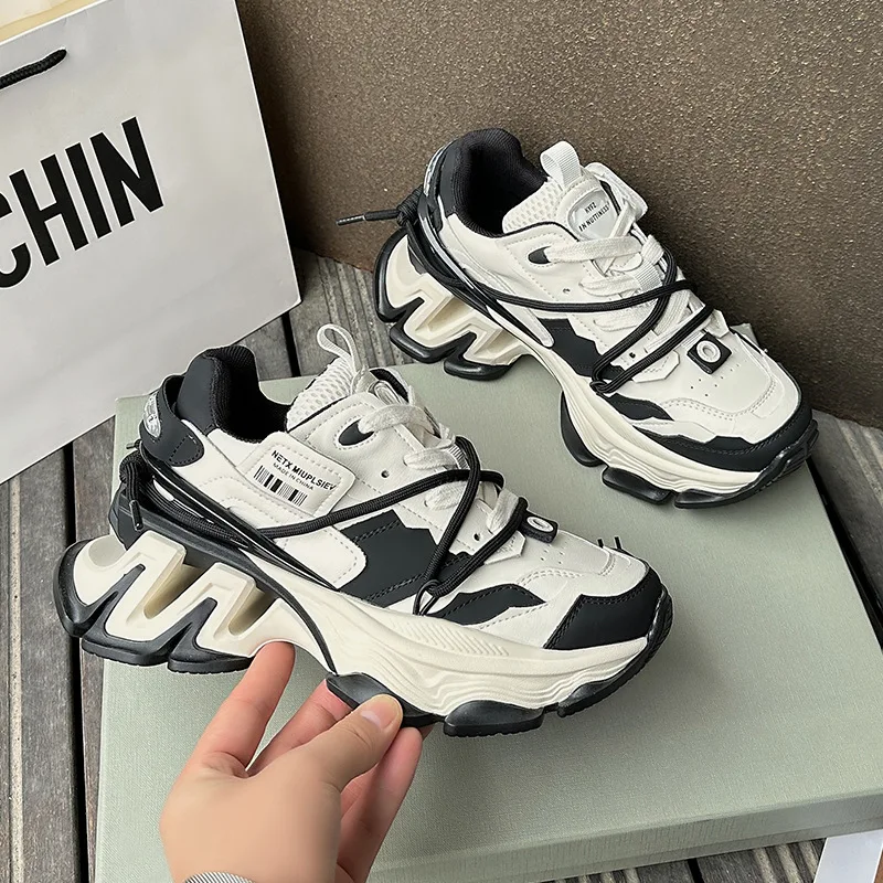 2023 New Chunky Sneakers Women's Mesh Lace-up Platform Shoes Round Toe Fashion Pops Shoes Comfortable Versatile Casual Sneakers