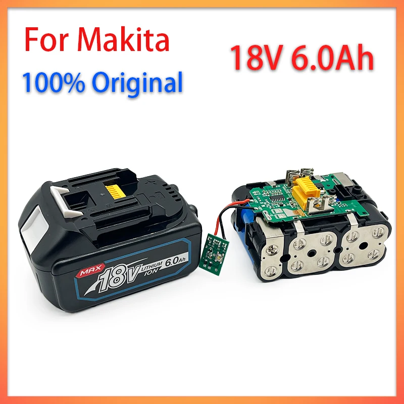 

Оригинальный перезаряжаемый аккумулятор для электроинструментов Makita, 18 в, 6,0 Ач, с зеркальной заменой литий-ионной батареи LXT, BL1860B, BL1860, BL1850