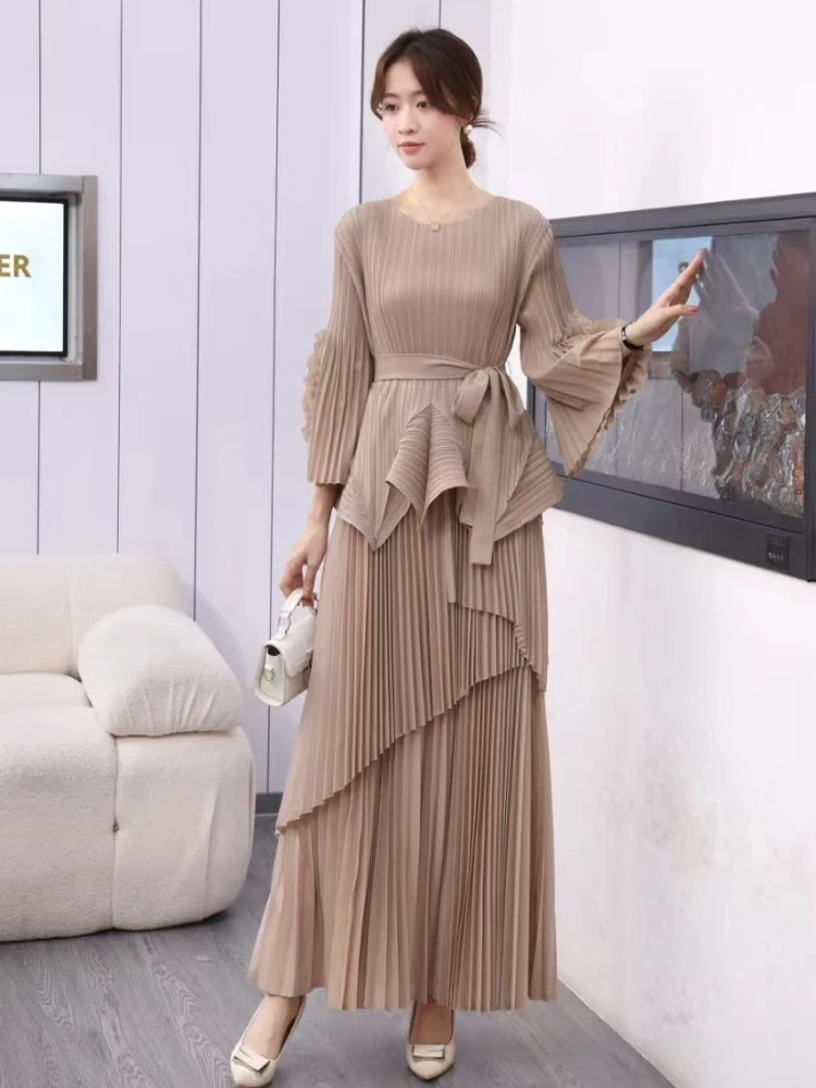 EGRM Miyake Folds модный вечерний плиссированный комплект из 2 предметов женские