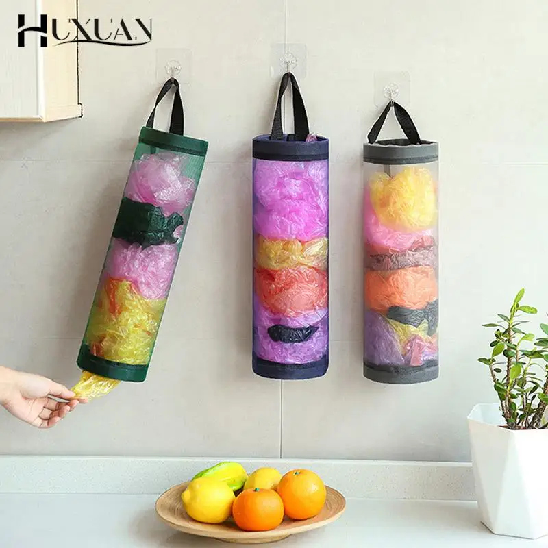 

Home Grocery Bag Holder Wall Mount Plastic Bag Holder Dispenser Hanging Storage Trash Garbage Bag Kitchen Garbage Organizer