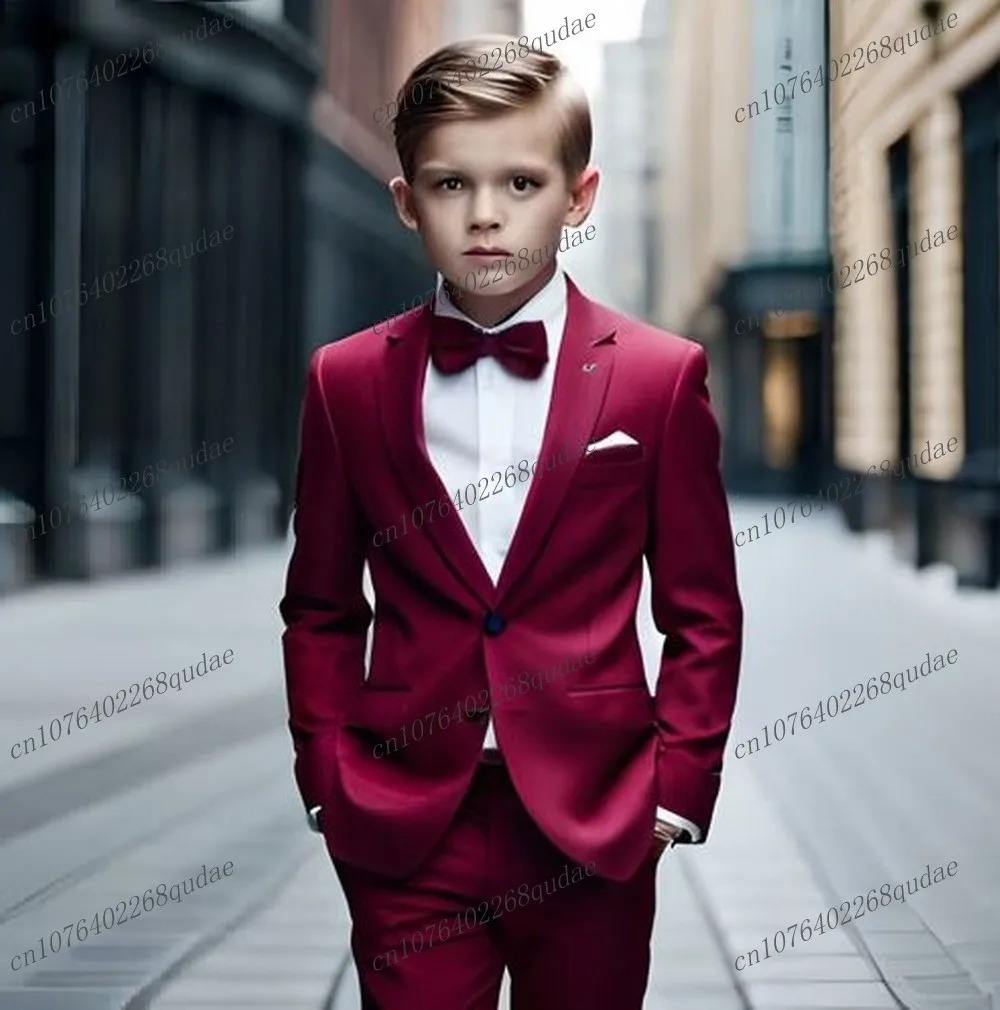 Новый бордовый костюм для мальчиков детский смокинг торжественных случаев
