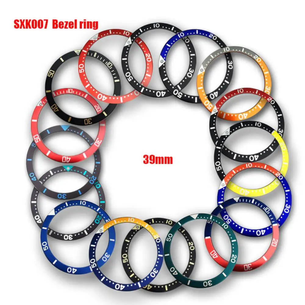 Mod Watch Accessories 39mm Flat Aluminum SKX007 Bezel Ring Mouth Scale Indicating Ring Fits for Seiko Watch Replacemen Parts