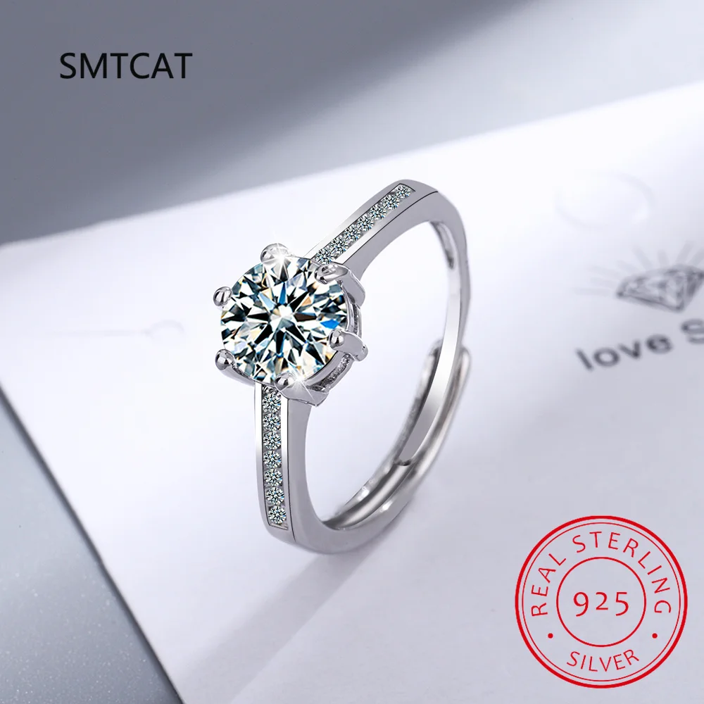 

925 Sterling Silver Ring for Women 0.2ct Test Past D Moissanite Diamond Solitaire Ring Wedding Band Engagement Brid