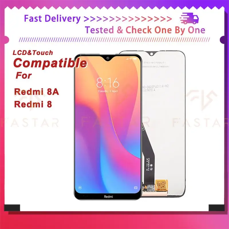 8A 6 22 &quotTested для Xiaomi Redmi 8 ЖК-дисплей с сенсорным дигитайзером в сборе запасные