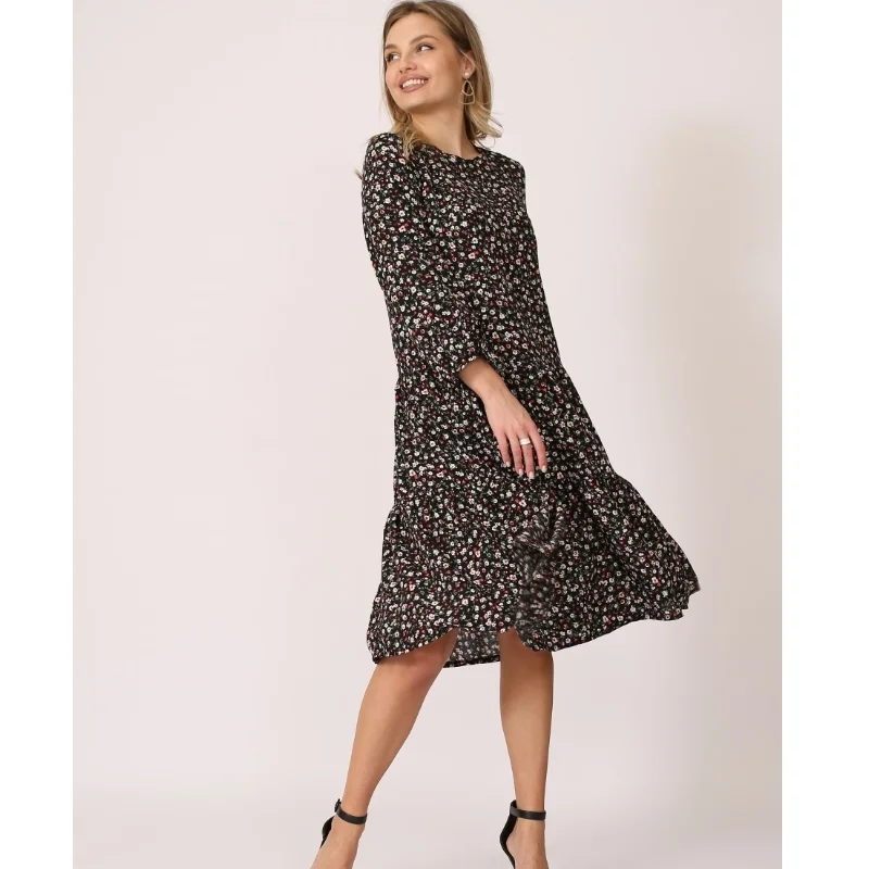 

Autumn O-neck Lady Dress Casual Printing Dvestidos De Festa New Fashion Spring Vintage Elegant Party Dress