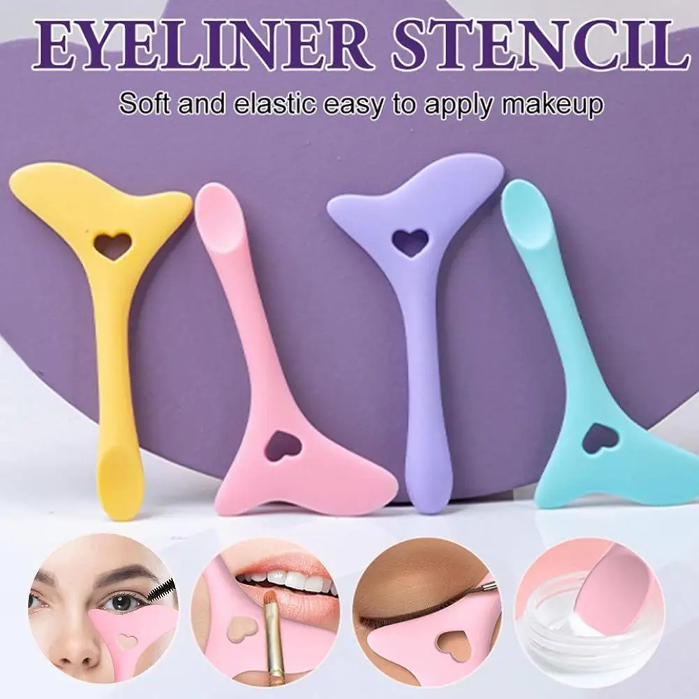 

4 In 1 Silicone Eyeliner Stencils Wing Tips Eye Shadow Face Aid Eye Makeup Applicator Tool Cream Mask Makeup Marscara J7F4