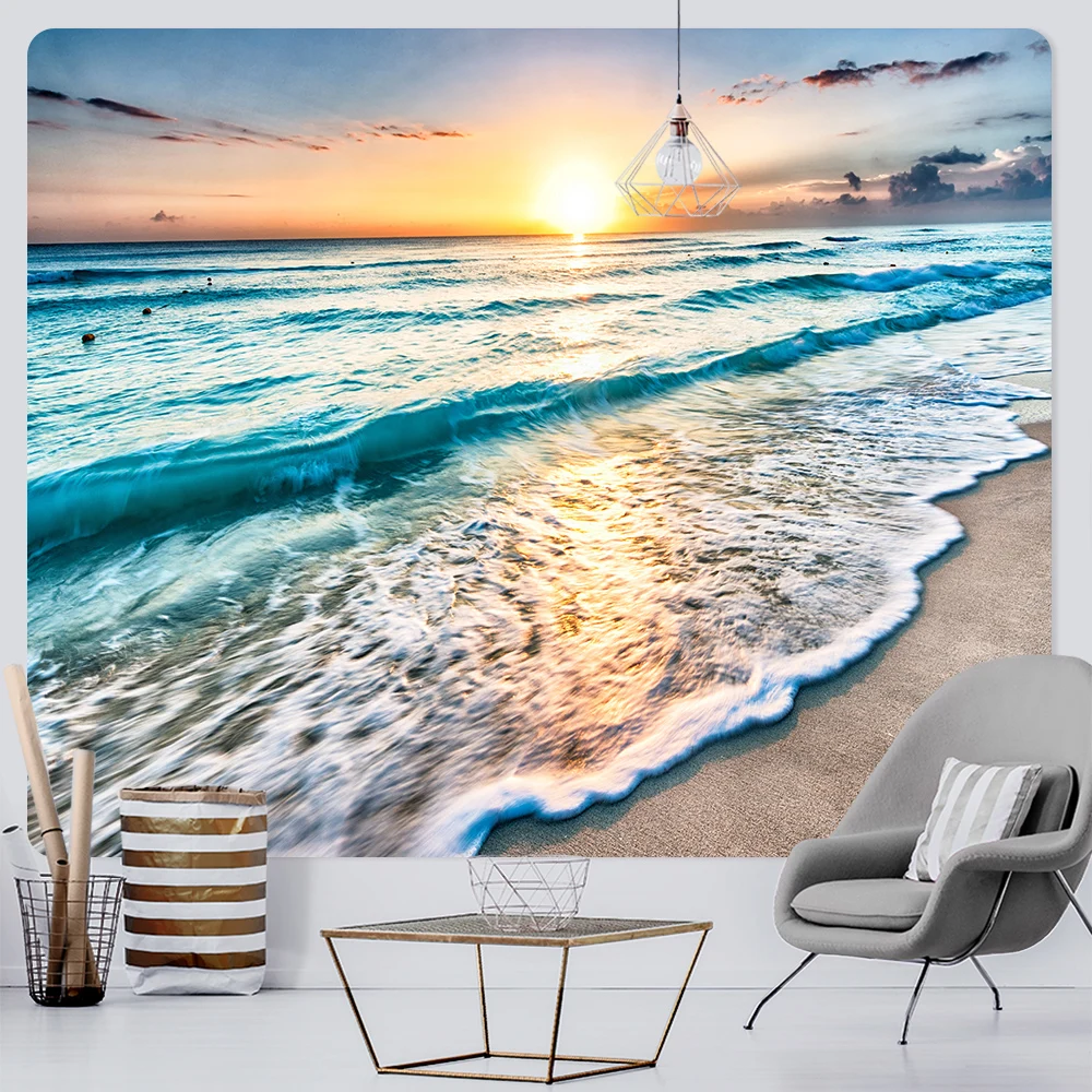 

Seaside Sunrise Home Decoration Art Tapestry Hippie Bohemian Decoration Psychedelic Scene Wall Decoration Tapestry