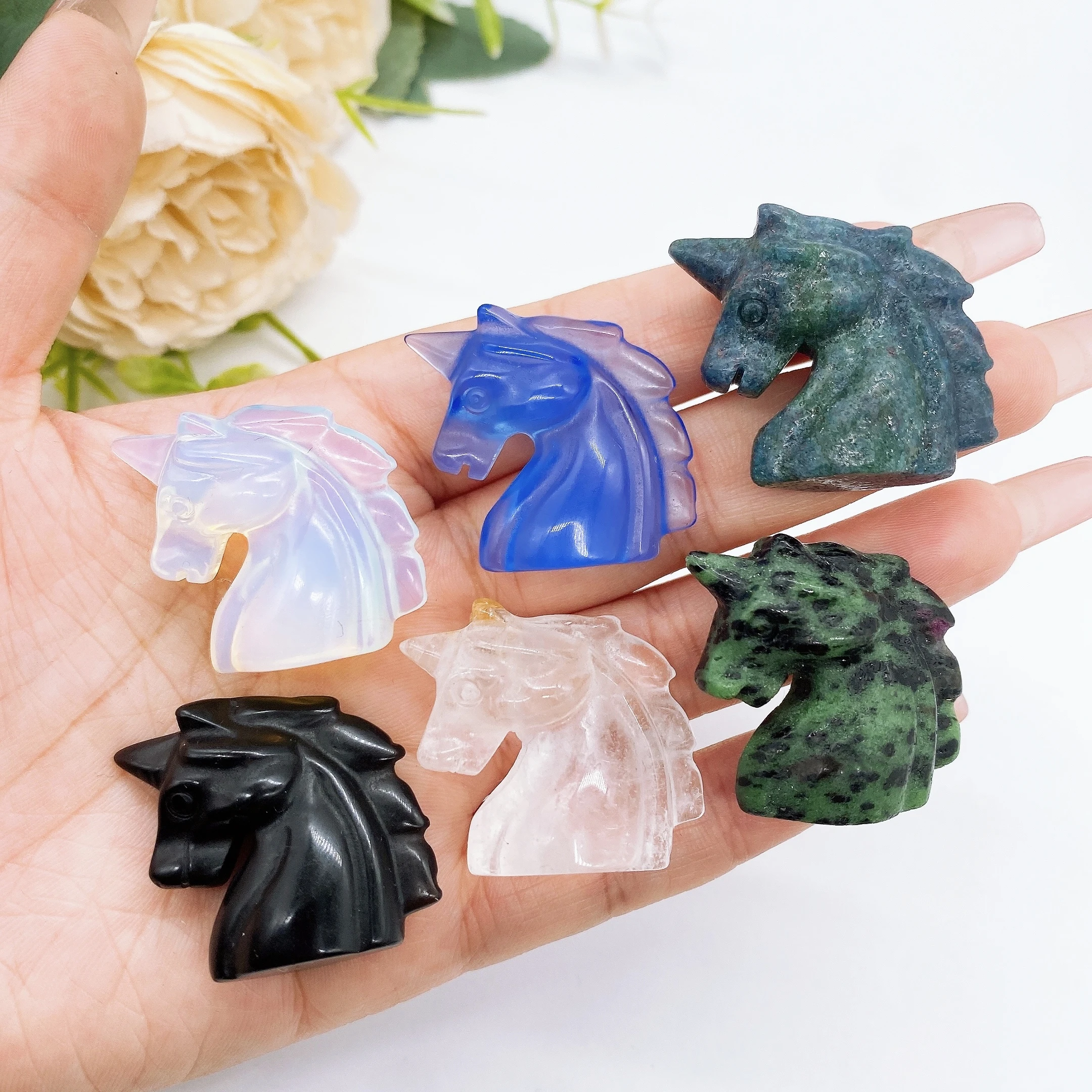 Статуэтка единорога из натурального кристалла резная фигурка животного