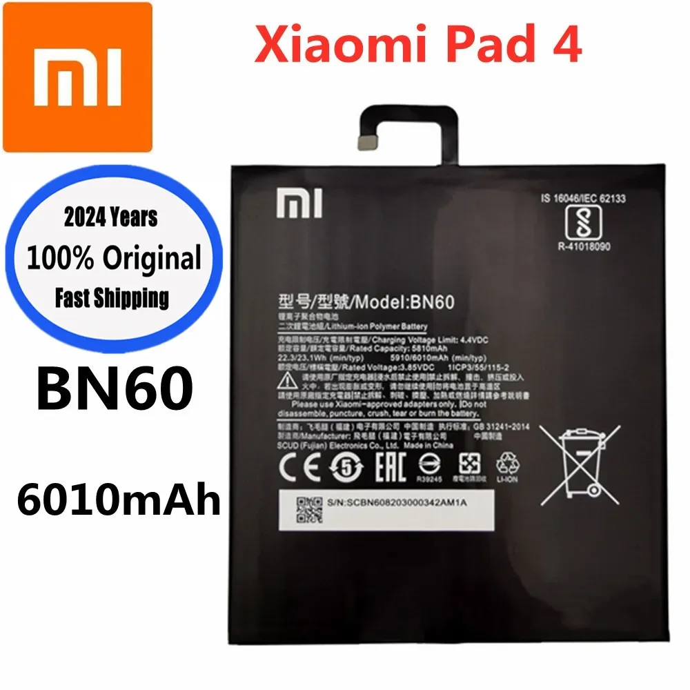 2024 года 6010 мАч 100% оригинальный аккумулятор для планшета BN60 Xiaomi Pad4 Pad 4 быстрая